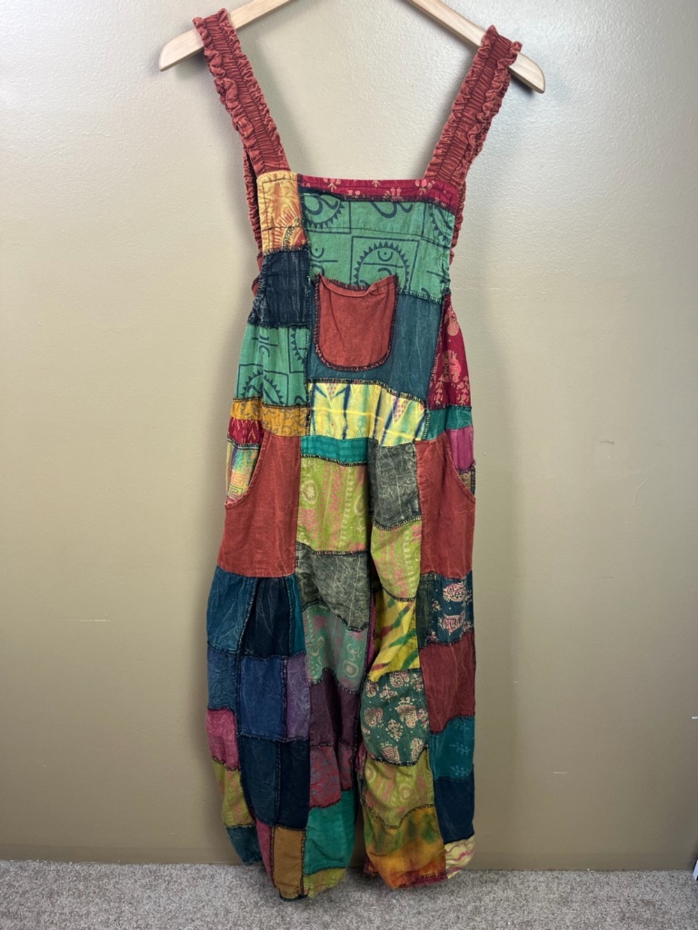 Patchwork Wide Leg Boho Hippie Jumpsuit